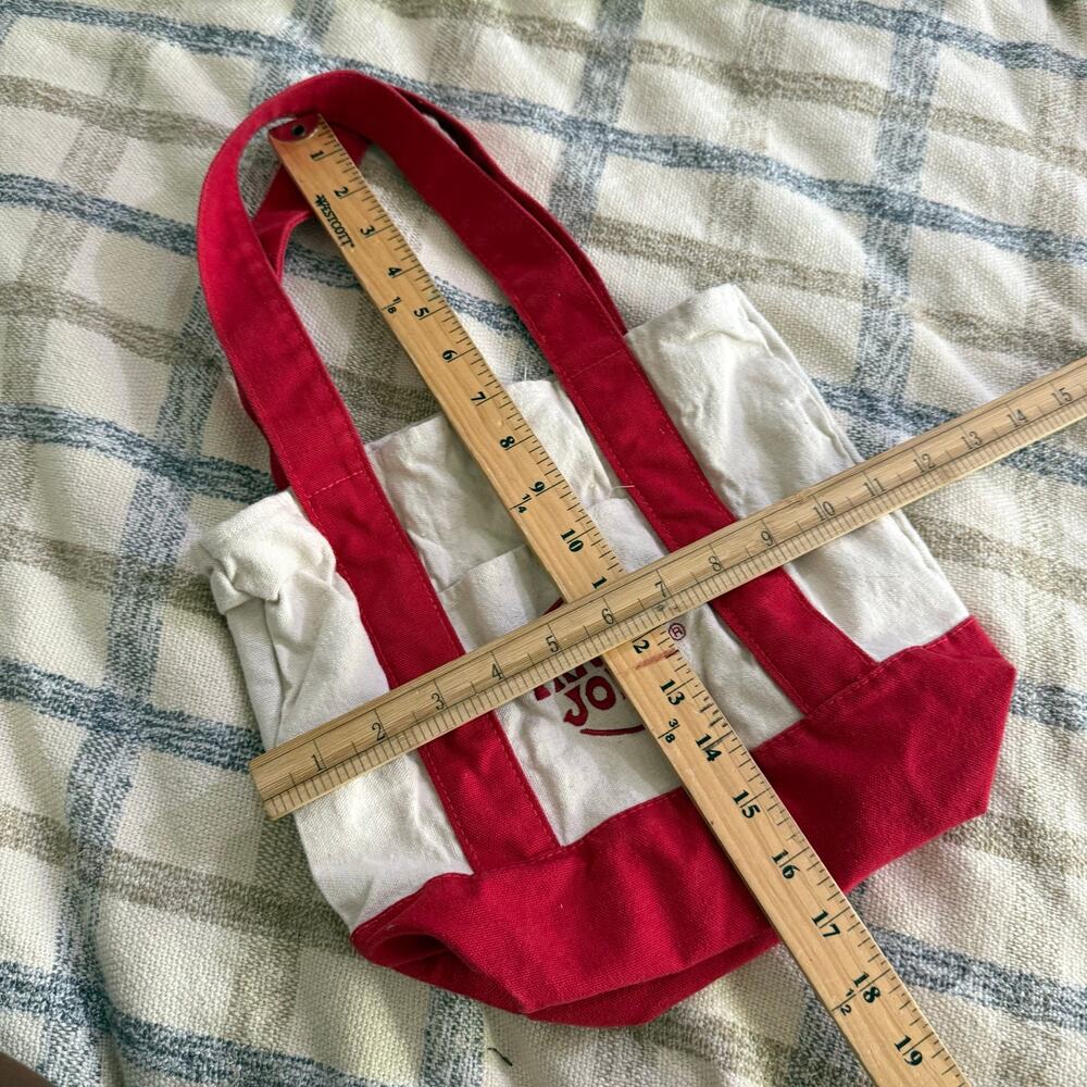 Trader Joe’s Mini Canvas Tote Bag Red Shopping Small Reusable - Picture 7 of 7